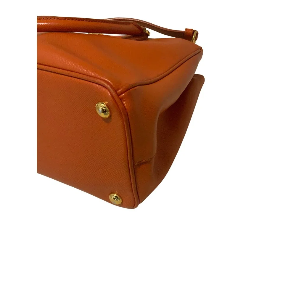 Prada Galleria Saffiano Leather Handbag Orange Gold Hardware Tote Bag BN1874